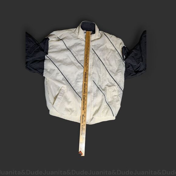 Vintage Reebok Jacket Adult Medium Black White Windbreaker Lined VTG - Picture 5 of 6